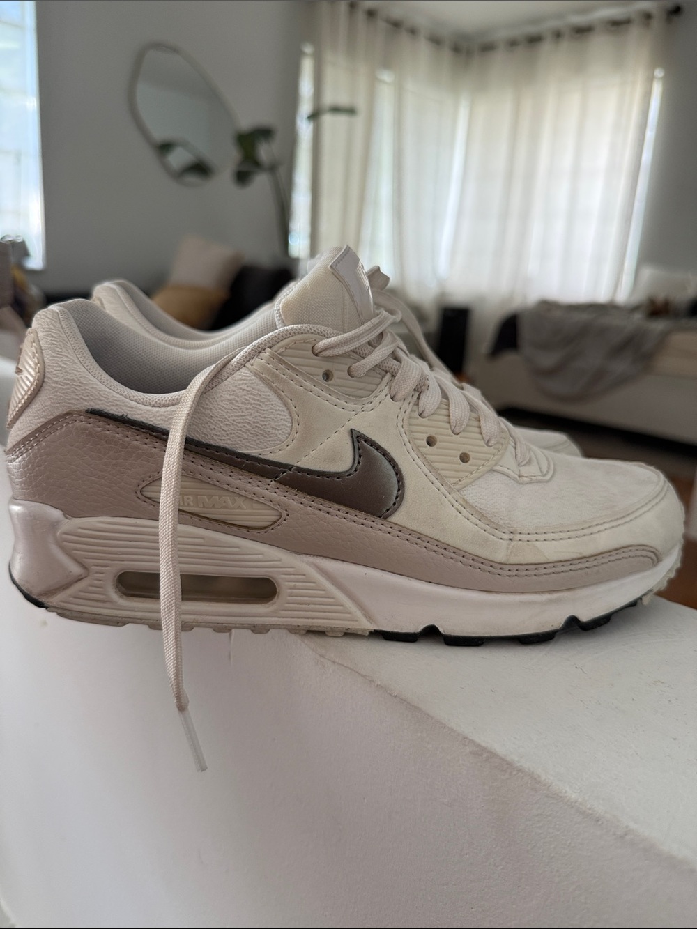 Nike Low-Top Sneakers in Cream, Taupe & Brown Accents